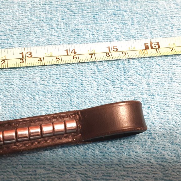 Classic silver clincher horse browband with black leather and matching belt - Picture 4 of 7